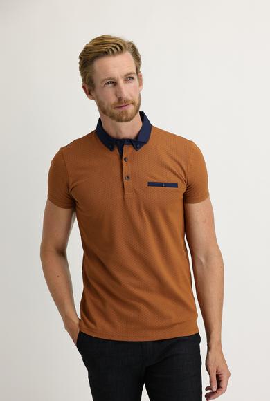 Erkek Giyim - CAMEL M Beden Polo Yaka Slim Fit Baskılı Pamuk Tişört
