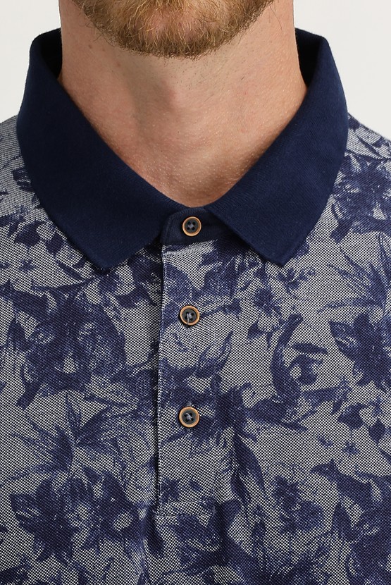 Erkek Giyim - Polo Yaka Regular Fit Baskılı Tişört