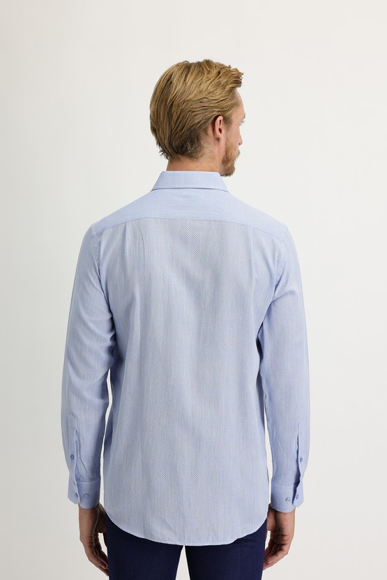 Erkek Giyim - Uzun Kol Regular Fit Desenli Spor Gömlek