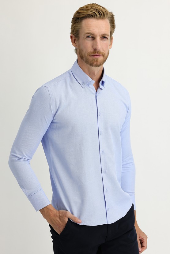 Erkek Giyim - Uzun Kol Slim Fit Dar Kesim Gömlek