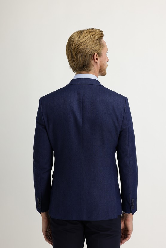 Erkek Giyim - Slim Fit Dar Kesim Balık Sırtı Ceket