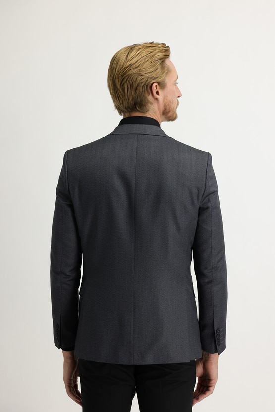Erkek Giyim - Slim Fit Dar Kesim Balık Sırtı Ceket