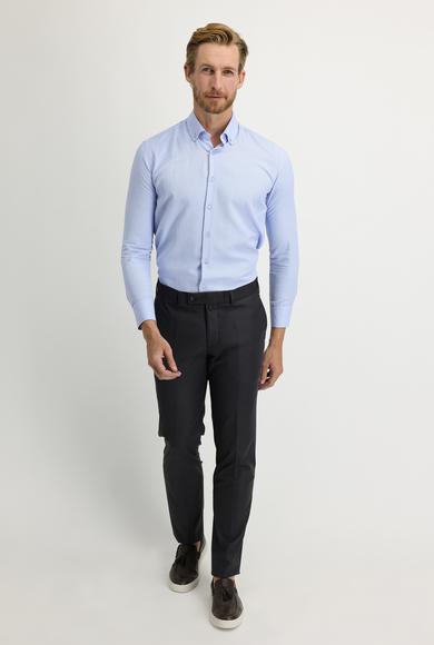 Erkek Giyim - ORTA ANTRASİT 46 Beden Slim Fit Likralı Klasik Pantolon