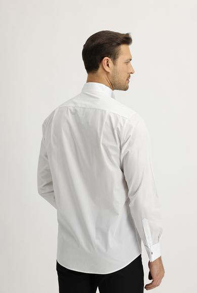 Erkek Giyim - BEYAZ L Beden Uzun Kol Ata Yaka Klasik Pamuk Gömlek