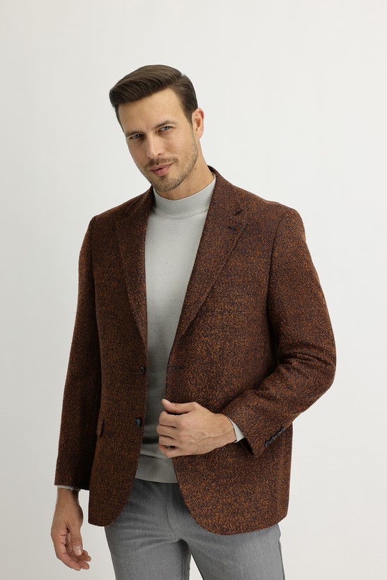 Erkek Giyim - Yünlü Desenli Ceket