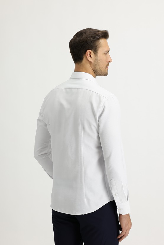 Erkek Giyim - Uzun Kol Slim Fit Dar Kesim Desenli Gömlek