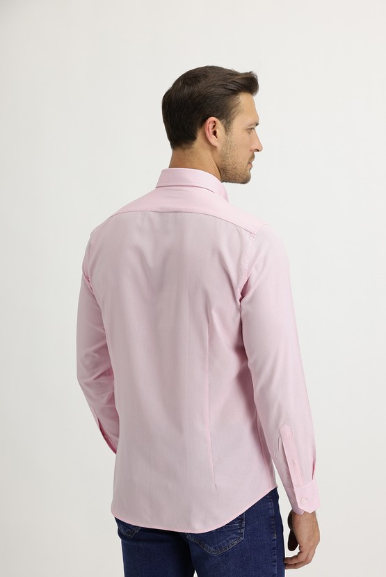 Erkek Giyim - Uzun Kol Slim Fit Oxford Pamuklu Gömlek