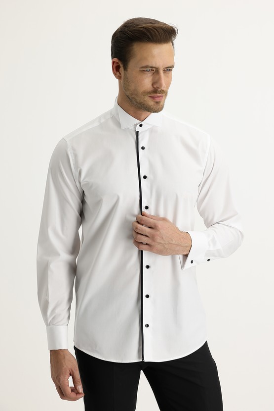 Erkek Giyim - Uzun Kol Ata Yaka Klasik Pamuk Gömlek