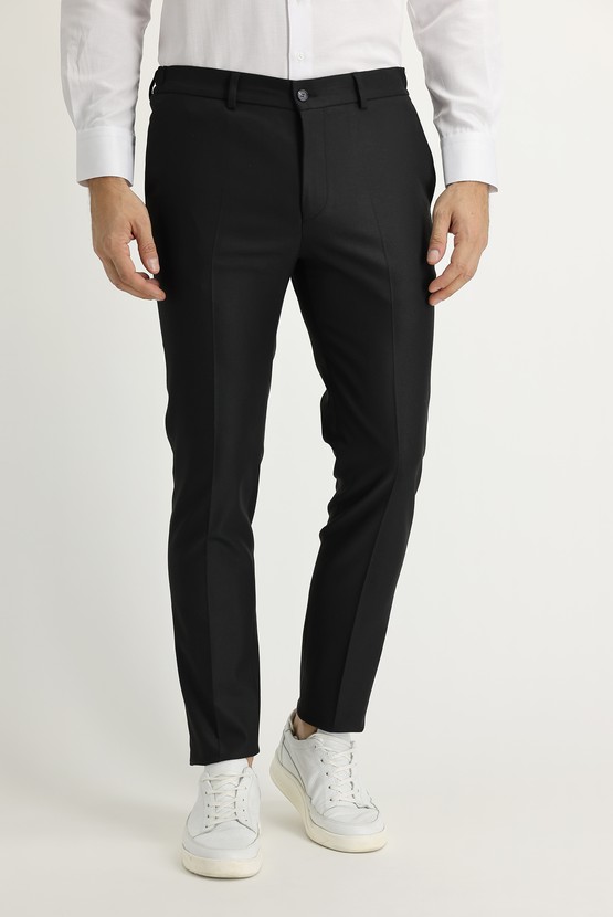 Erkek Giyim - Super Slim Fit Ekstra Dar Kesim Likralı Klasik Kumaş Pantolon