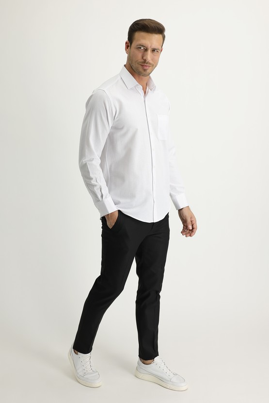 Erkek Giyim - Super Slim Fit Ekstra Dar Kesim Likralı Klasik Pantolon