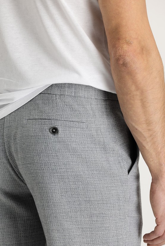 Erkek Giyim - Slim Fit Yünlü Beli Lastikli İpli Kuşgözü Spor Pantolon