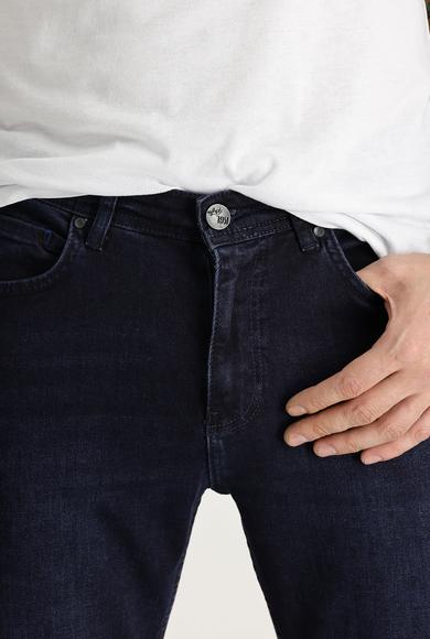 Erkek Giyim - KOYU LACİVERT 56 Beden Slim Fit Likralı Denim Pantolon