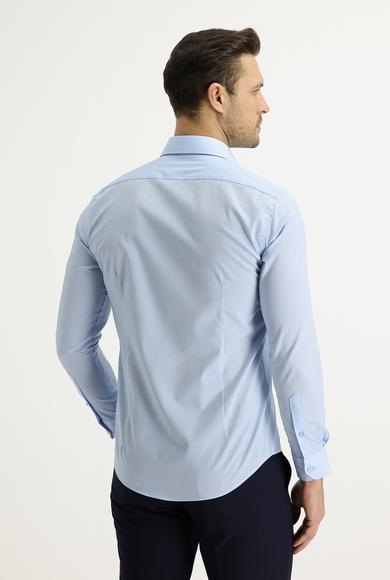 Erkek Giyim - UÇUK MAVİ M Beden Uzun Kol Slim Fit Dar Kesim Klasik Pamuklu Gömlek