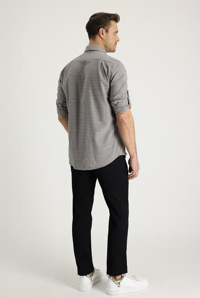Erkek Giyim - SİYAH 58 Beden Slim Fit Pamuk Kanvas / Chino Pantolon