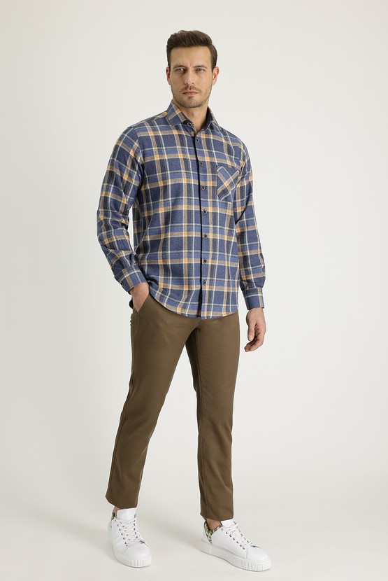Erkek Giyim - Slim Fit Pamuk Kanvas / Chino Pantolon
