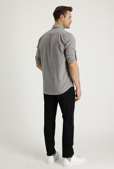 Erkek Giyim - SİYAH 54 Beden Regular Fit Likralı Kanvas / Chino Pantolon