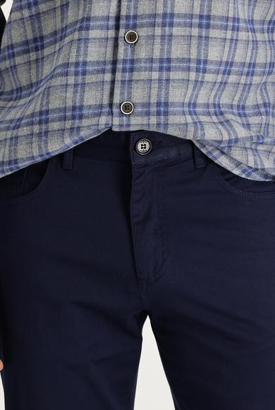 Erkek Giyim - KOYU LACİVERT 54 Beden Regular Fit Likralı Kanvas / Chino Pantolon