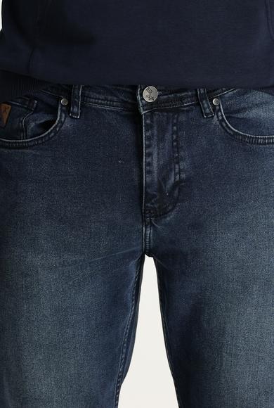 Erkek Giyim - KOYU MAVİ 36 Beden Slim Fit Likralı Denim Pantolon