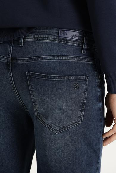Erkek Giyim - KOYU MAVİ 36 Beden Slim Fit Likralı Denim Pantolon