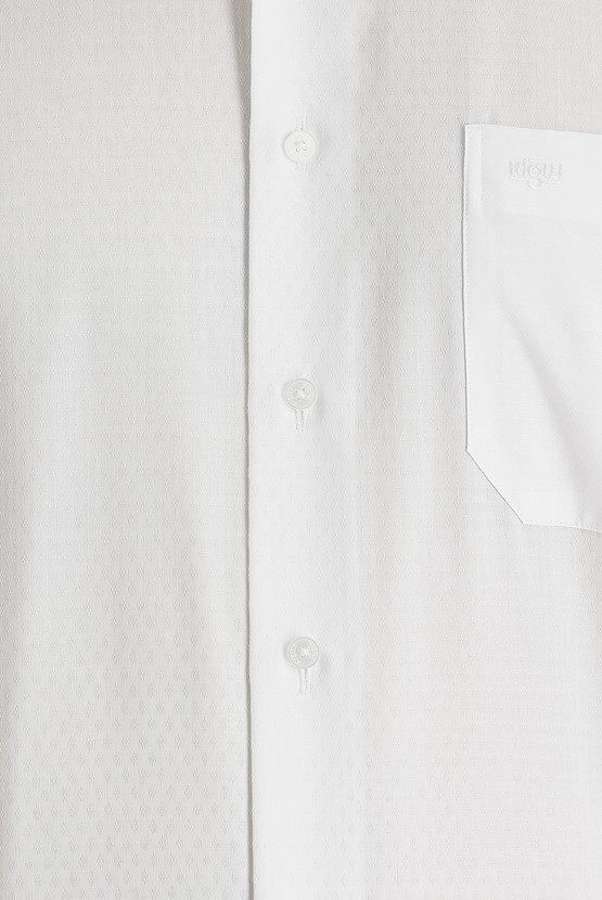 Erkek Giyim - Uzun Kol Klasik Desenli Manşetli Pamuk Gömlek