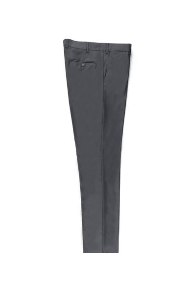 Erkek Giyim - KOYU FÜME 56 Beden Slim Fit Dar Kesim Likralı Klasik Kumaş Pantolon