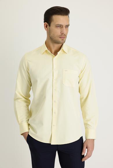 Erkek Giyim - AÇIK SARI M Beden Uzun Kol Klasik Pamuklu Gömlek