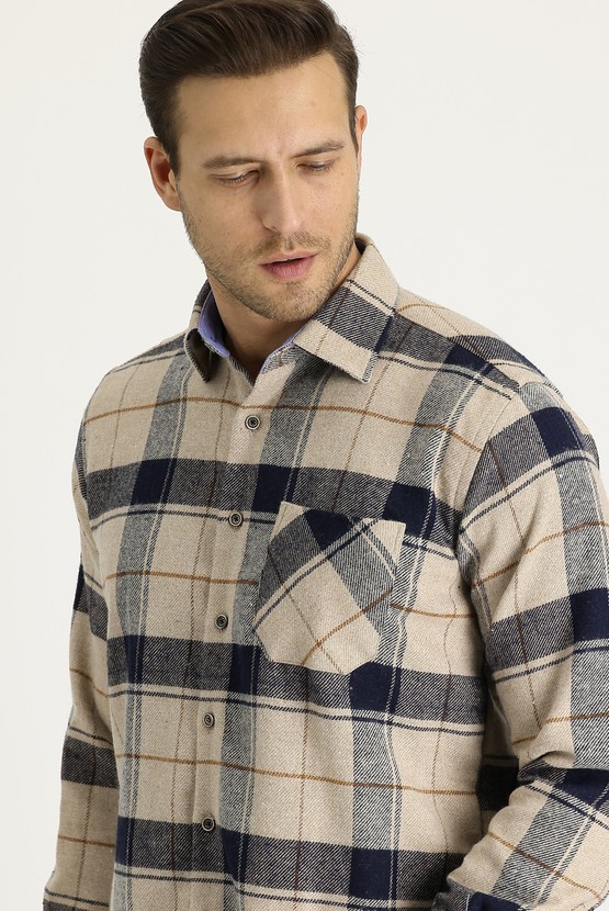 Erkek Giyim - Uzun Kol Regular Fit Ekose Oduncu Gömlek