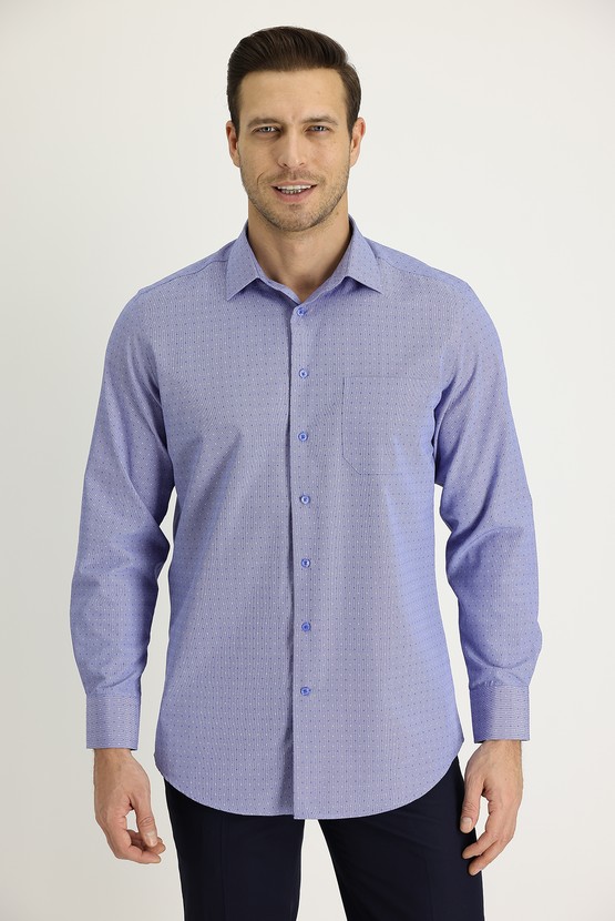 Erkek Giyim - Uzun Kol Regular Fit Desenli Gömlek
