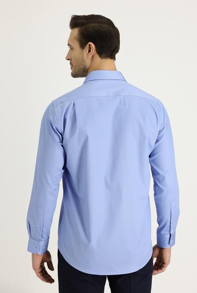 Erkek Giyim - AÇIK MAVİ 4X Beden Uzun Kol Non Iron Klasik Pamuklu Gömlek