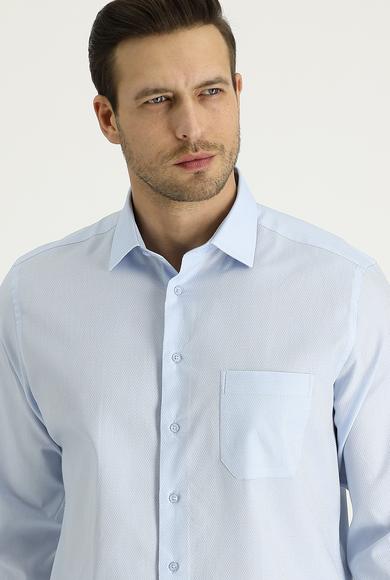 Erkek Giyim - UÇUK MAVİ XL Beden Uzun Kol Klasik Desenli Pamuk Gömlek