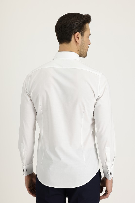 Erkek Giyim - Uzun Kol Slim Fit Manşetli Gömlek
