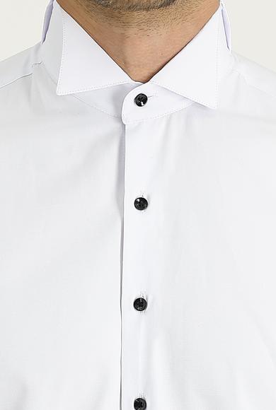 Erkek Giyim - BEYAZ M Beden Uzun Kol Ata Yaka Klasik Pamuklu Gömlek