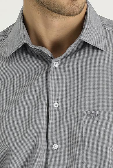 Erkek Giyim - SİYAH M Beden Uzun Kol Regular Fit Desenli Pamuklu Gömlek