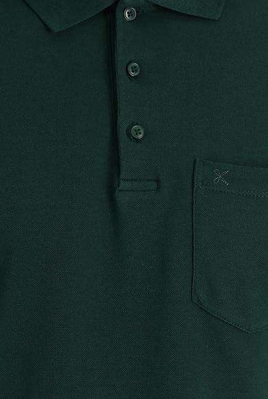 Erkek Giyim - KOYU YEŞİL S Beden Polo Yaka Regular Fit Nakışlı Pamuk Tişört