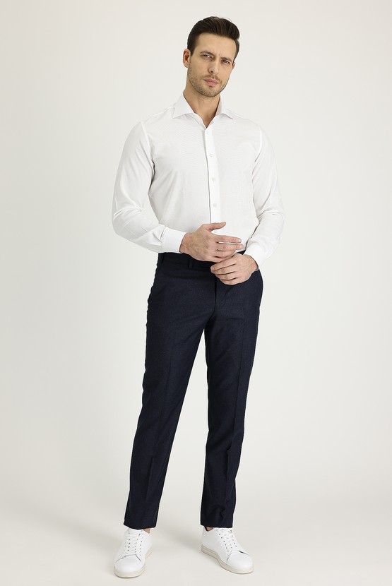 Erkek Giyim - Slim Fit Desenli Klasik Pantolon