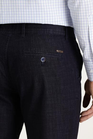 Erkek Giyim - HAVACI MAVİ 54 Beden Relax Fit Rahat Kesim Pamuklu Denim Look Pantolon