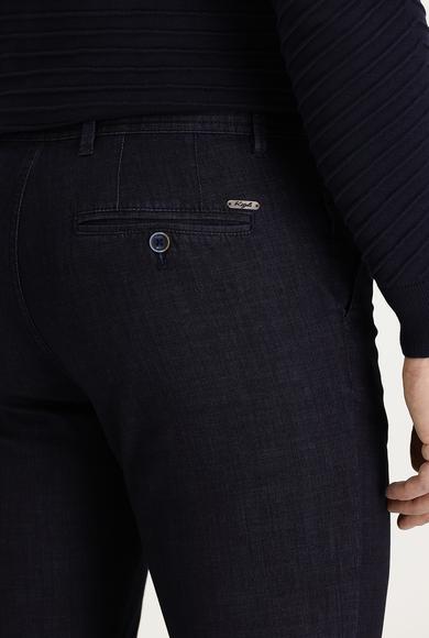 Erkek Giyim - ORTA LACİVERT 52 Beden Slim Fit Likralı Denim Look Pantolon