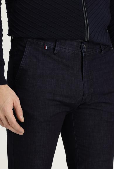 Erkek Giyim - ORTA LACİVERT 52 Beden Slim Fit Likralı Denim Look Pantolon