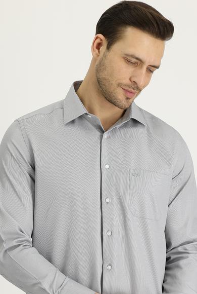 Erkek Giyim - SİYAH M Beden Uzun Kol Regular Fit Desenli Pamuklu Gömlek