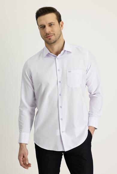 Erkek Giyim - LİLA L Beden Uzun Kol Regular Fit Desenli Pamuklu Gömlek