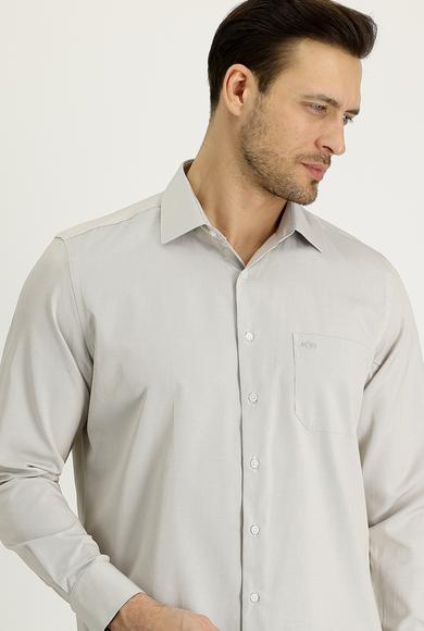 Erkek Giyim - AÇIK BEJ L Beden Uzun Kol Regular Fit Desenli Pamuklu Gömlek
