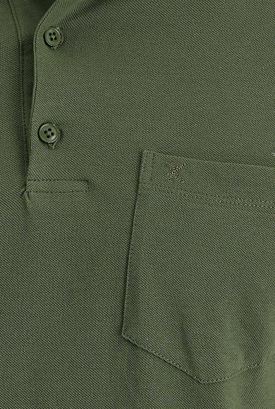 Erkek Giyim - ORTA HAKİ XL Beden Polo Yaka Regular Fit Nakışlı Pamuk Tişört