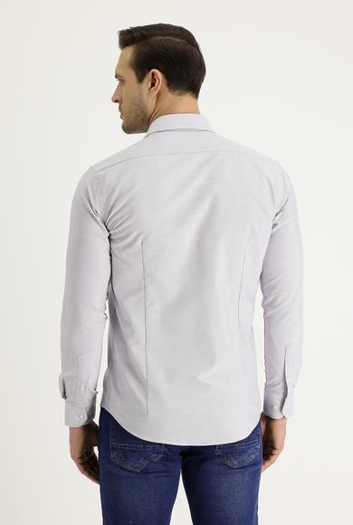 Erkek Giyim - ORTA BEJ M Beden Uzun Kol Desenli Pamuklu Gömlek