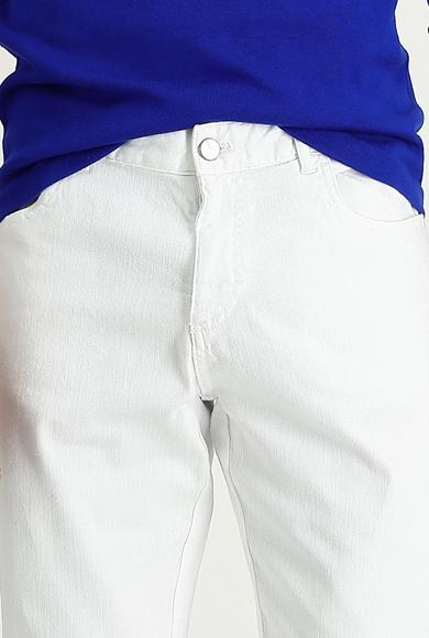 Erkek Giyim - BEYAZ 54 Beden Regular Fit Likralı Kanvas / Chino Pantolon
