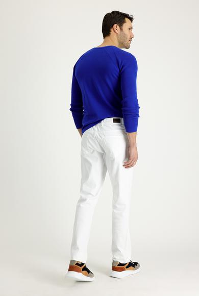 Erkek Giyim - BEYAZ 54 Beden Regular Fit Likralı Kanvas / Chino Pantolon