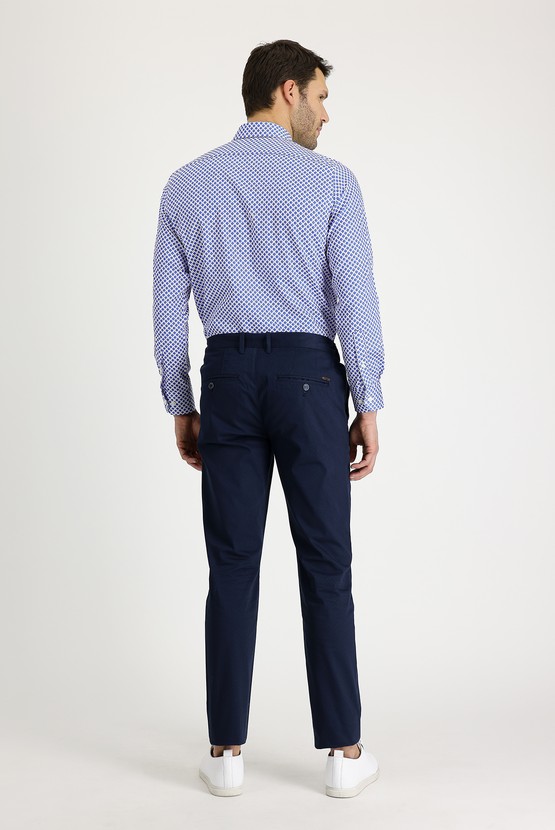 Erkek Giyim - Slim Fit Dar Kesim Desenli Likralı Kanvas / Chino Pantolon