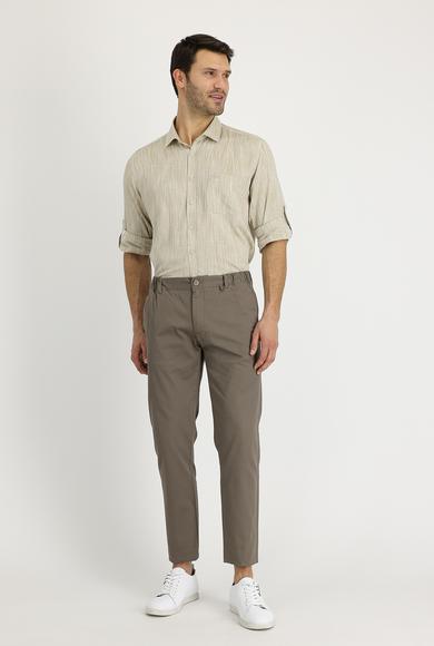 Erkek Giyim - ORTA VİZON 54 Beden Regular Fit Desenli Likralı Kanvas / Chino Pantolon