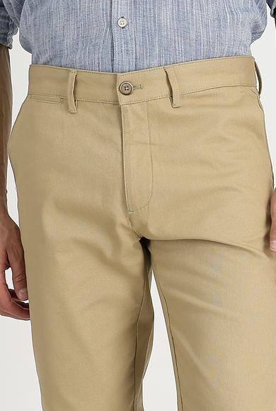 Erkek Giyim - KOYU BEJ 54 Beden Regular Fit Likralı Kanvas / Chino Pantolon