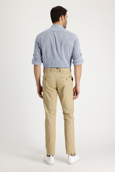 Erkek Giyim - KOYU BEJ 54 Beden Regular Fit Likralı Kanvas / Chino Pantolon