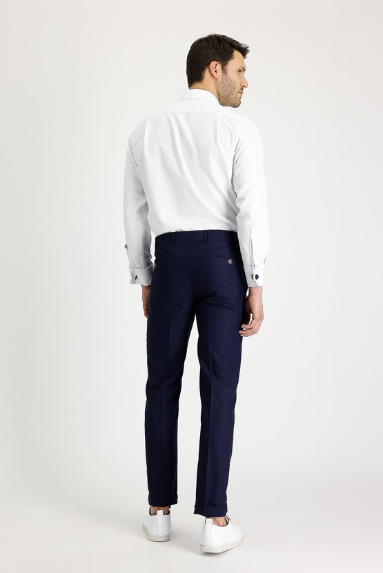 Erkek Giyim - Slim Fit Dar Kesim Klasik Keten Pantolon